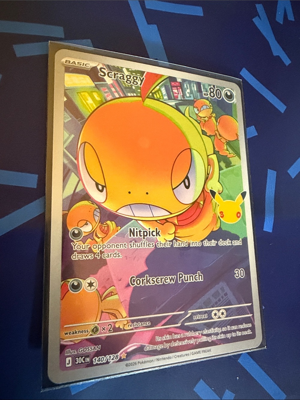 Scraggy Holofoil Trading Card - Orange